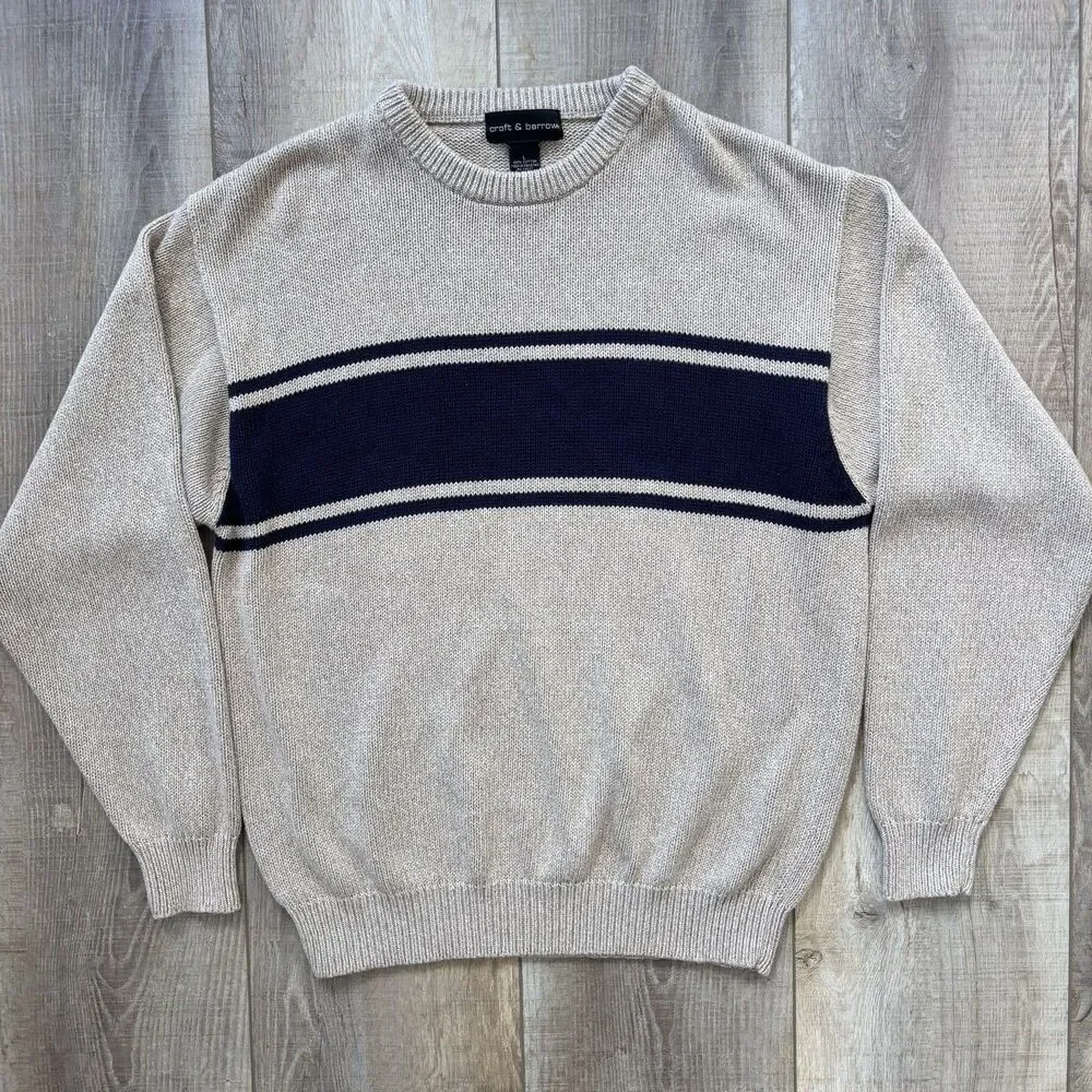 Vintage Croft & Barrow Mens Knit Sweater Size L Fisherman Academia Heritage Cozy - Picture 6 of 13